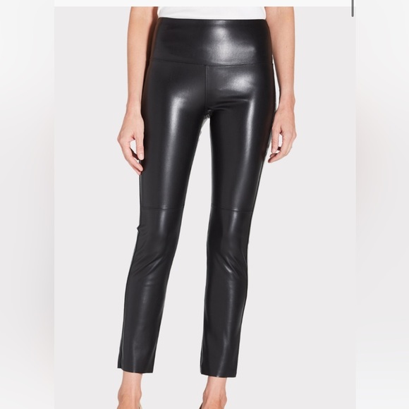 David Lerner Gemma High Rise Vegan Leather Black Pant Leggings Small - Picture 1 of 6